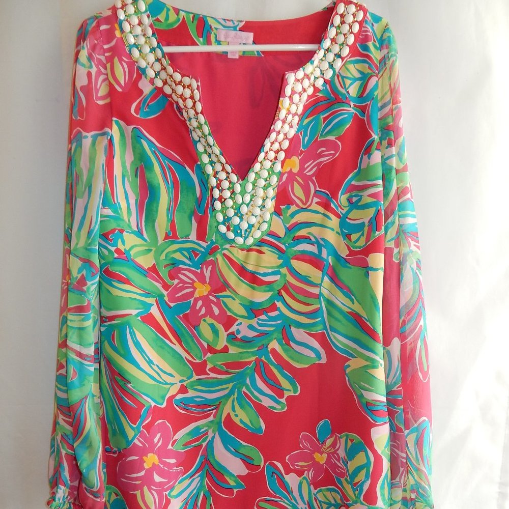 Lilly Pulitzer Tropical Beaded Tunic Style Dress in Size 8